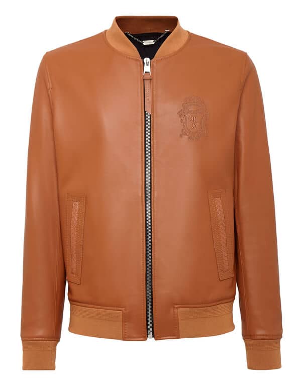 Veste cuir marron Billionaire-influensse