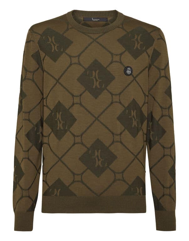 Pull laine monogram marron Billionaire-influensse