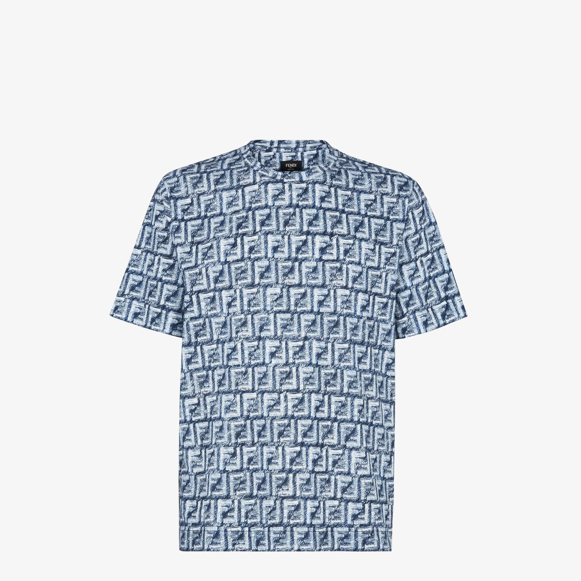 T-shirt coton monogram FF bleu foncé Fendi-influensse
