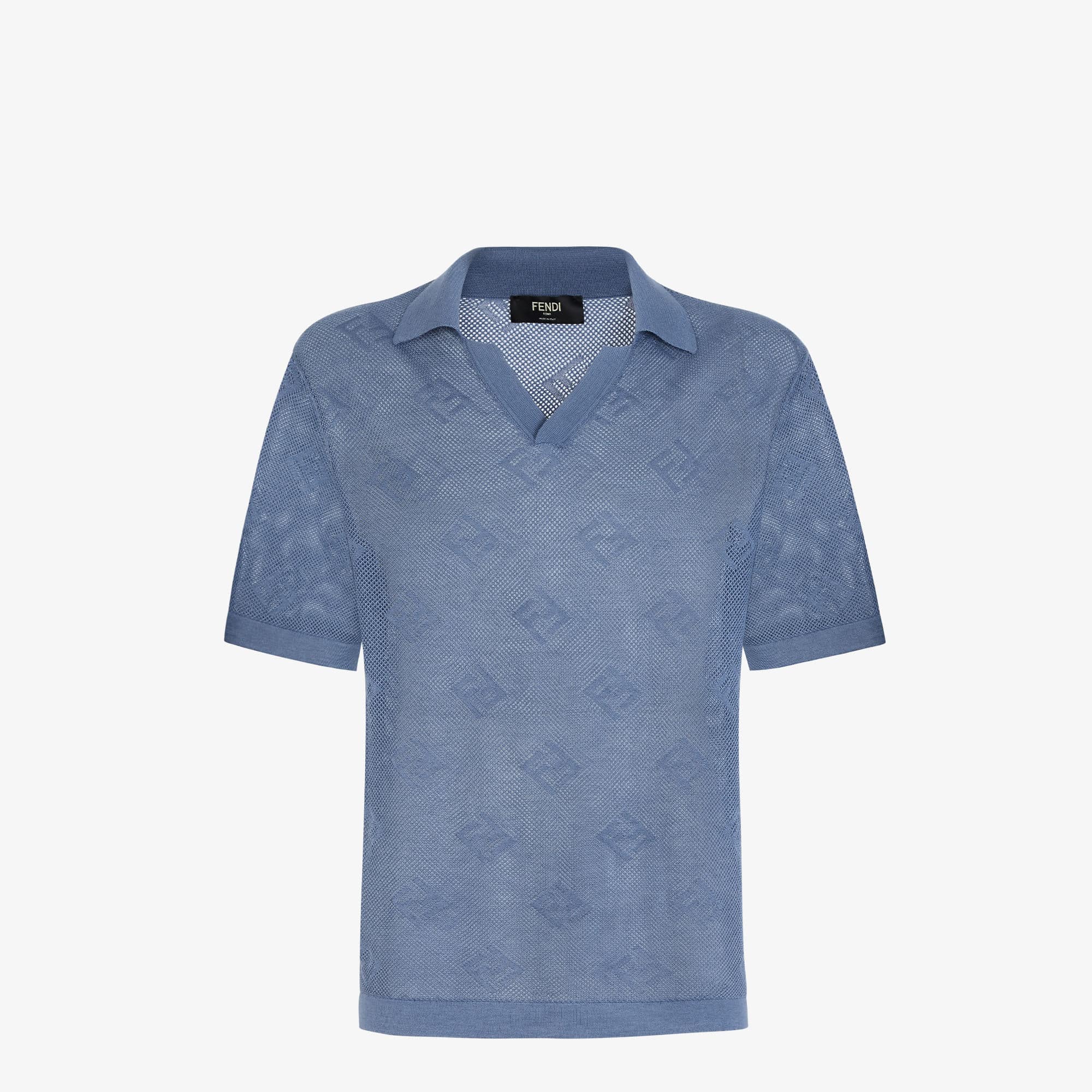 Polo cachemire et soie bleu Fendi-influensse