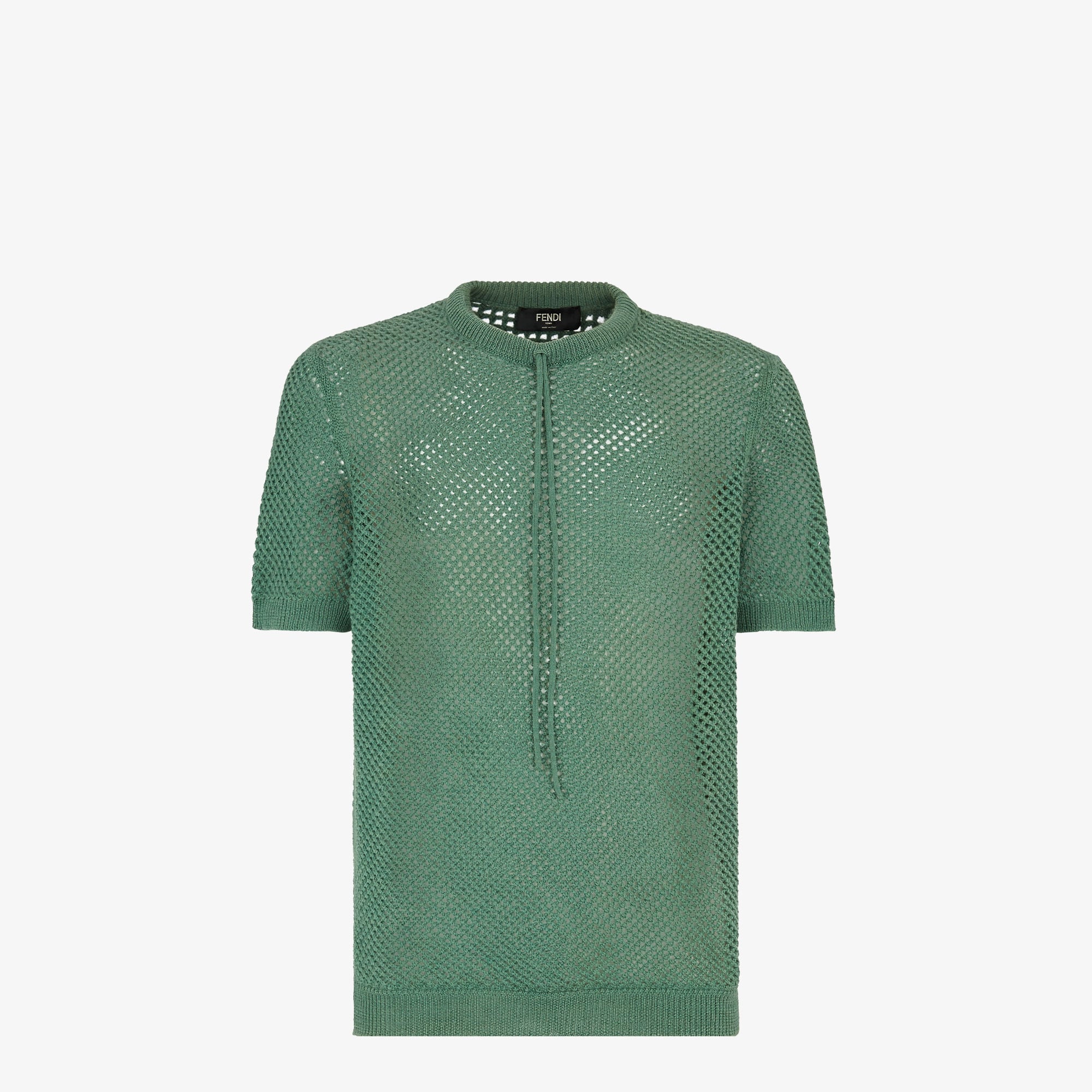 Pull manches courtes résille de laine vert Fendi-influensse