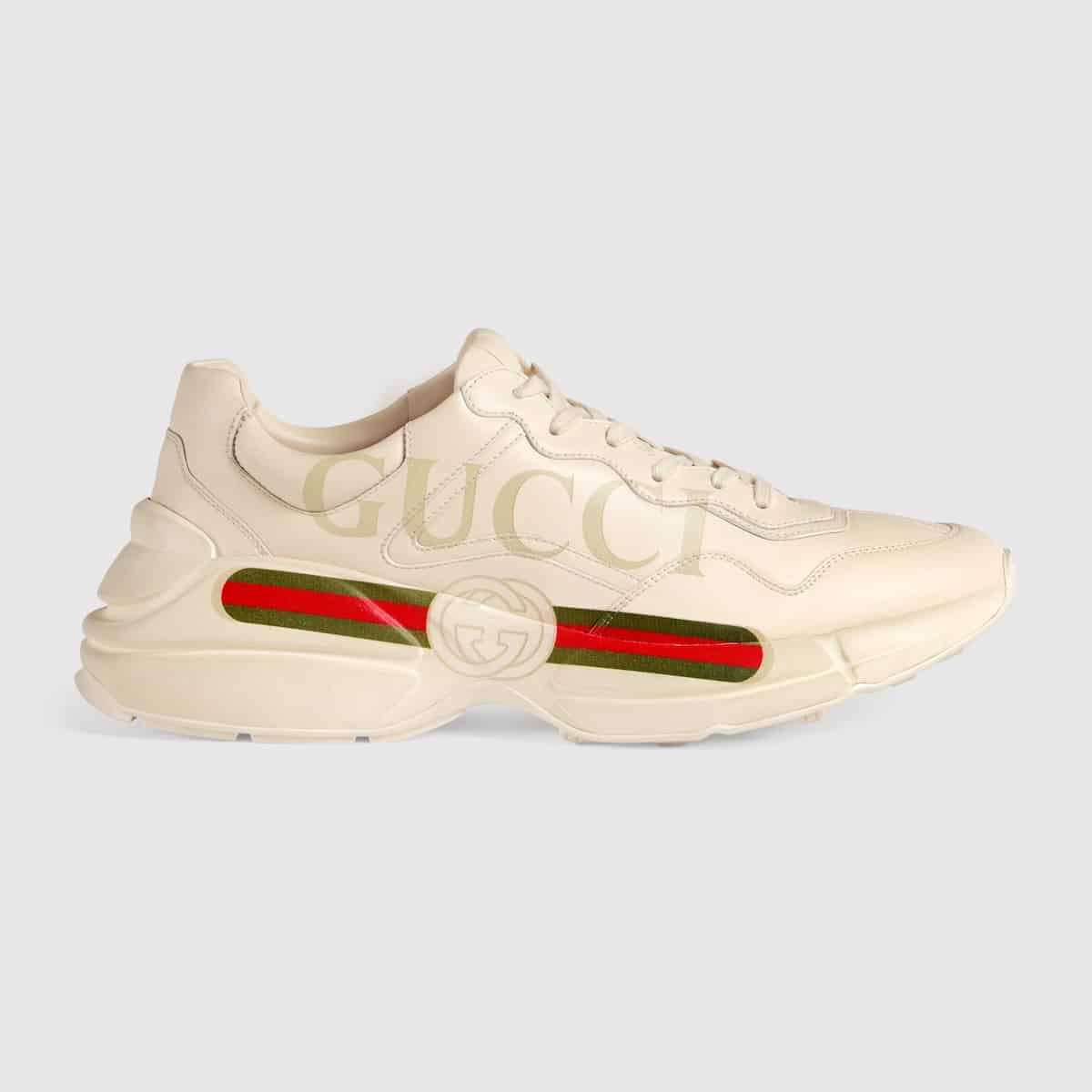 Sneaker Homme Rhyton cuir ivoire Gucci-influensse