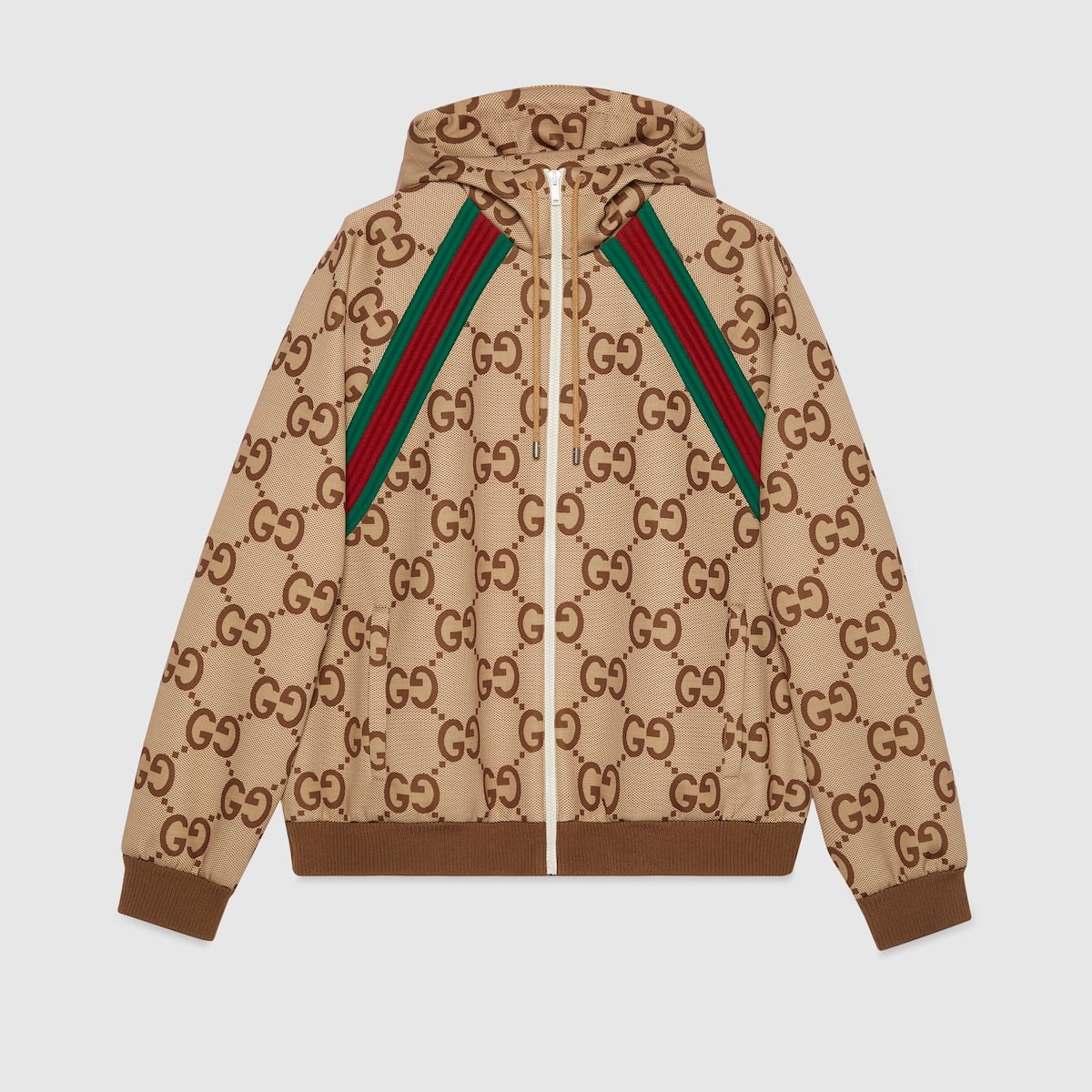 Survêtement à capuche GG Jumbo Web camel marron Gucci-influensse