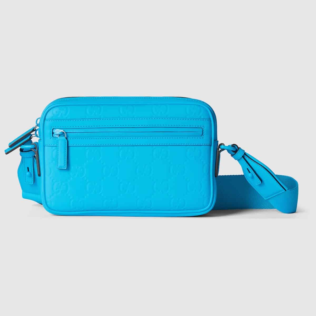 Sac à bandoulière GG cuir effet caoutchouc bleu vif Gucci-influensse