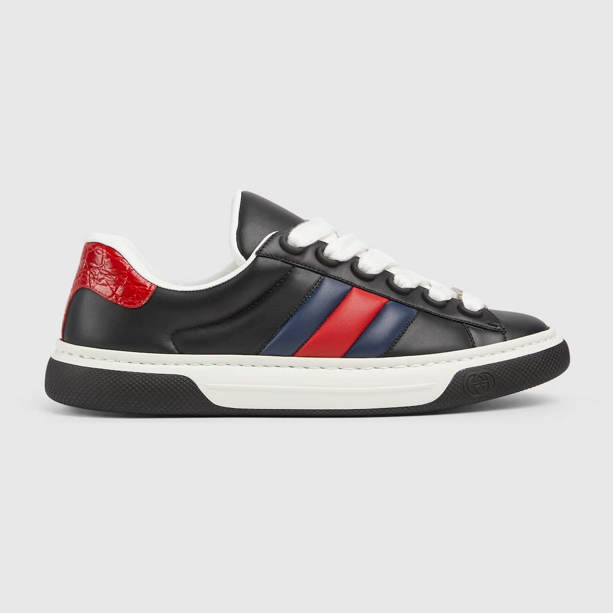 Sneaker Homme Ace Web cuir noir Gucci-influensse