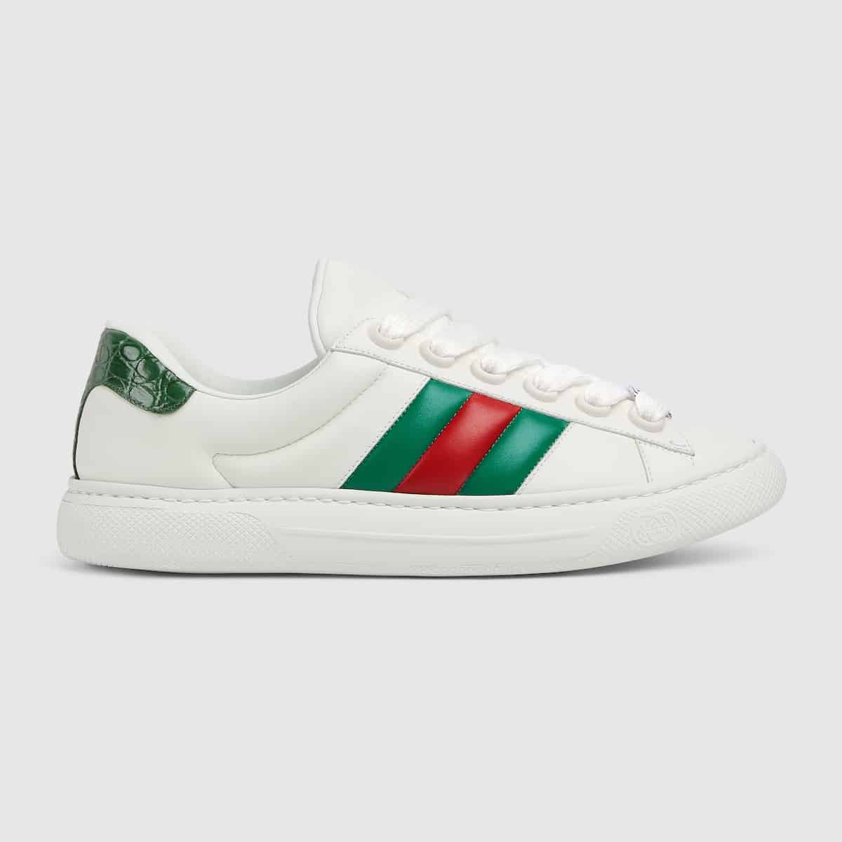 Sneaker Homme Ace Web cuir blanc Gucci-influensse