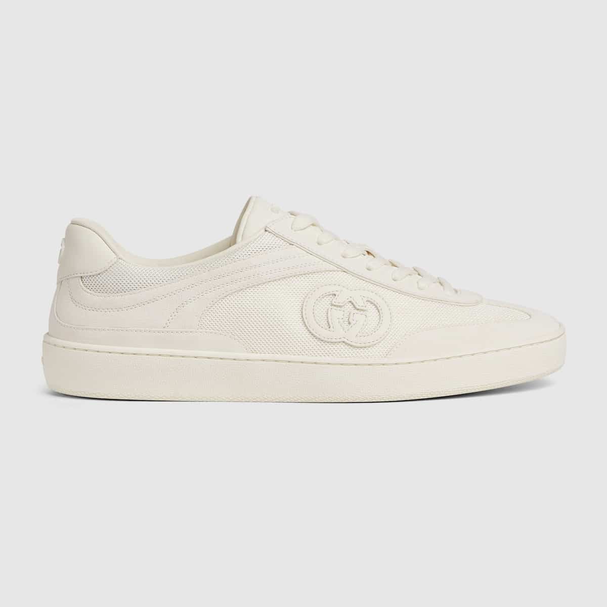 Sneaker Homme motif GG daim blanc Gucci-influensse