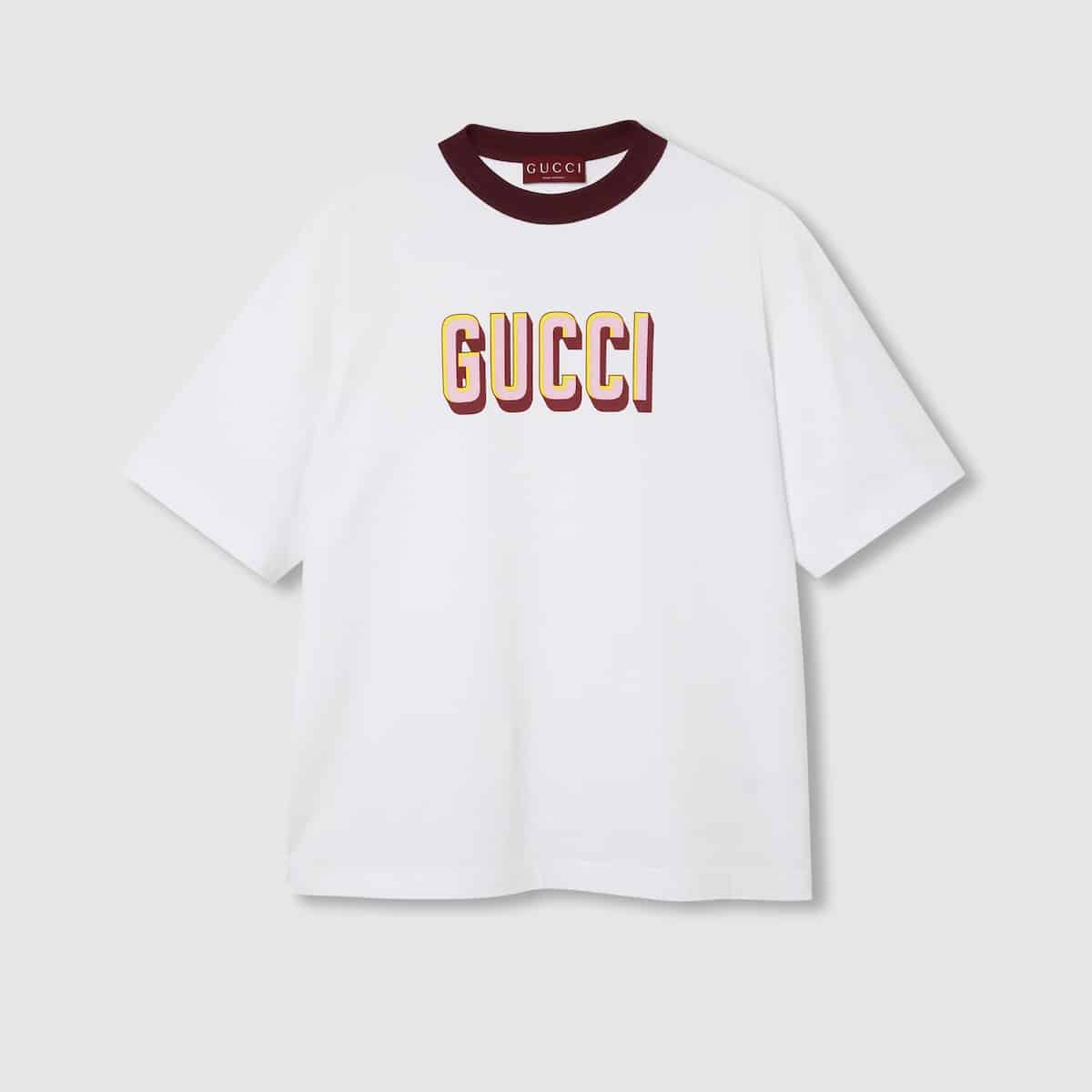 T-shirt coton imprimé blanc Gucci-influensse