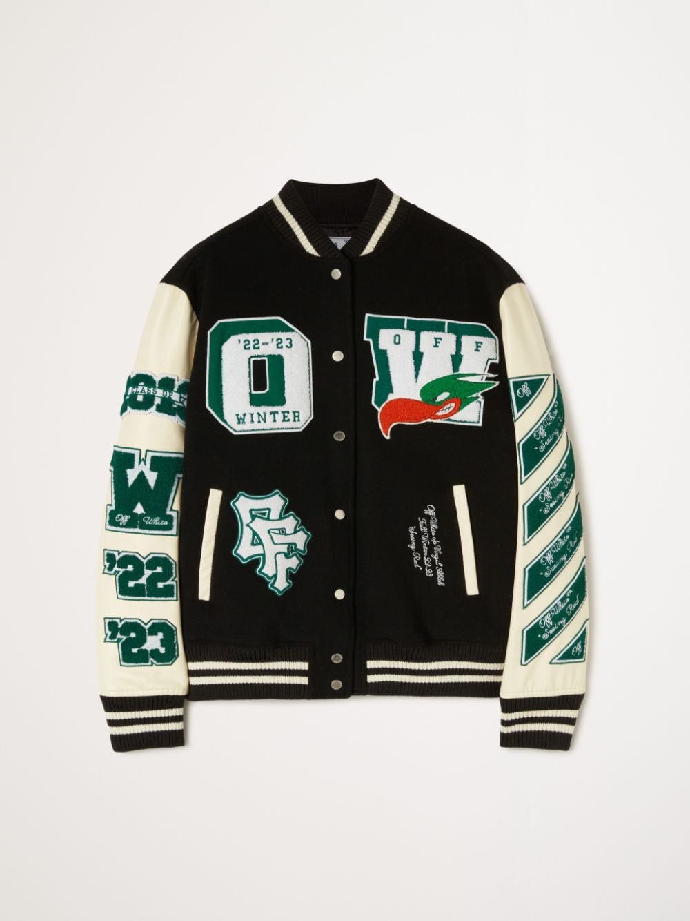 Veste Varsity EMBR Patchs noir vert Off-White-influensse