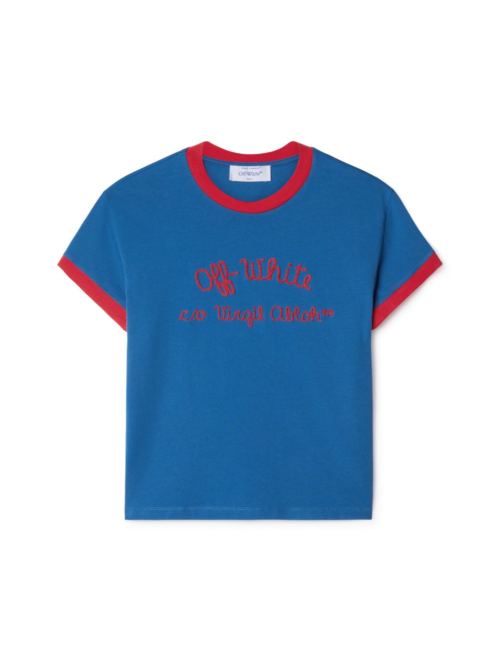 T-shirt ajusté Script EMBR bleu Off-White-influensse