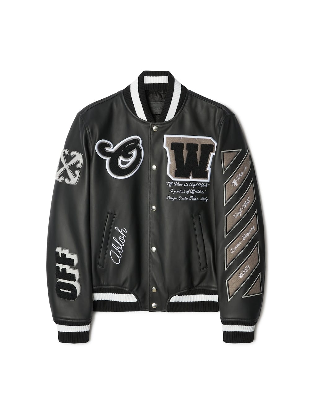 Veste cuir Lune Varsity noir Off-White-influensse