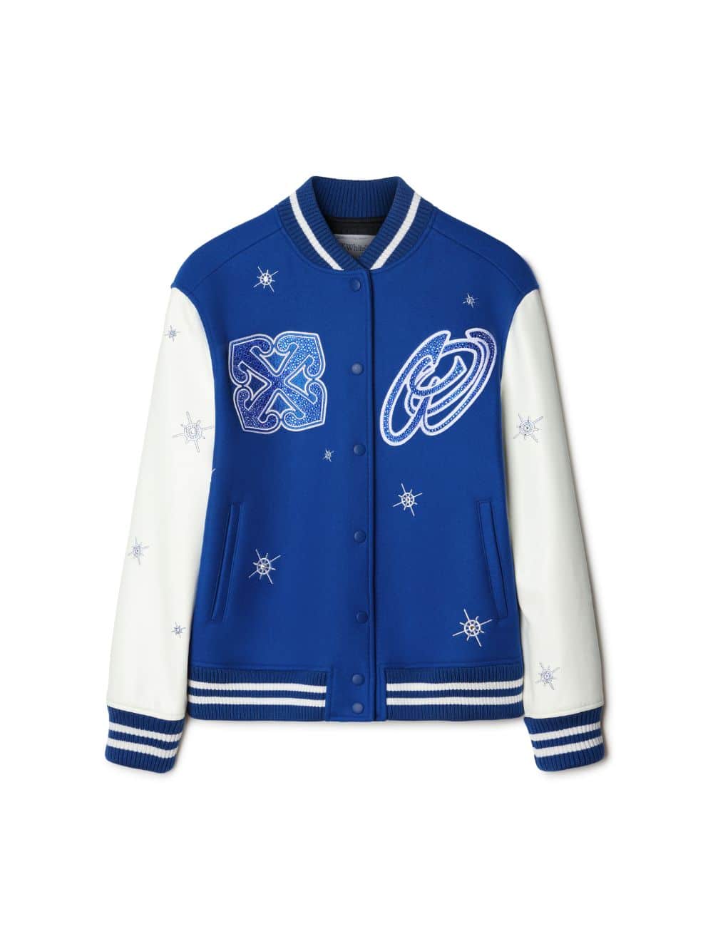 Veste Varsity Wo Bling Stars bleu blanc Off-White-influensse