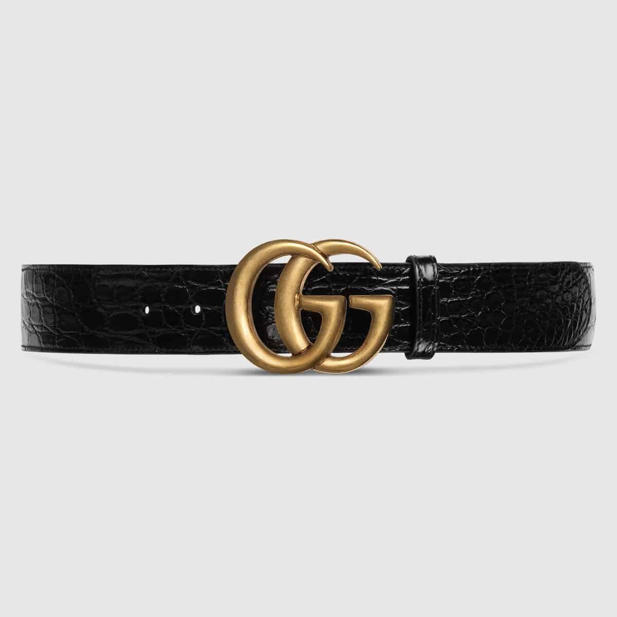Ceinture crocodile GG noir Gucci-influensse