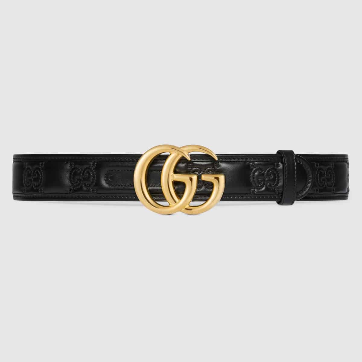 Ceinture Large Marmont matelassé GG cuir noir Gucci-influensse