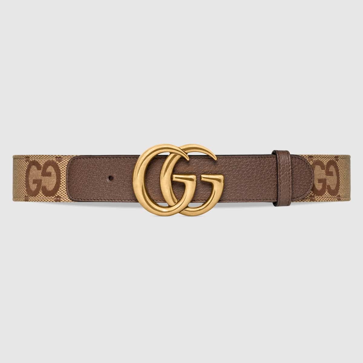Ceinture Large Marmont toile GG Jumbo camel ébène Gucci-influensse