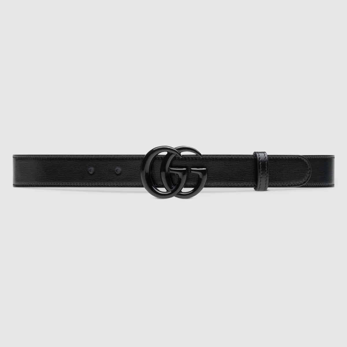 Ceinture fine Marmont GG cuir noir Gucci-influensse