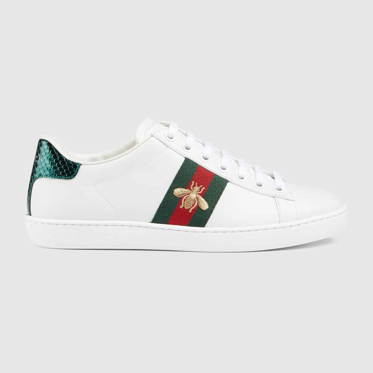Sneaker Femme Ace Bande Web abeille cuir blanc Gucci-influensse