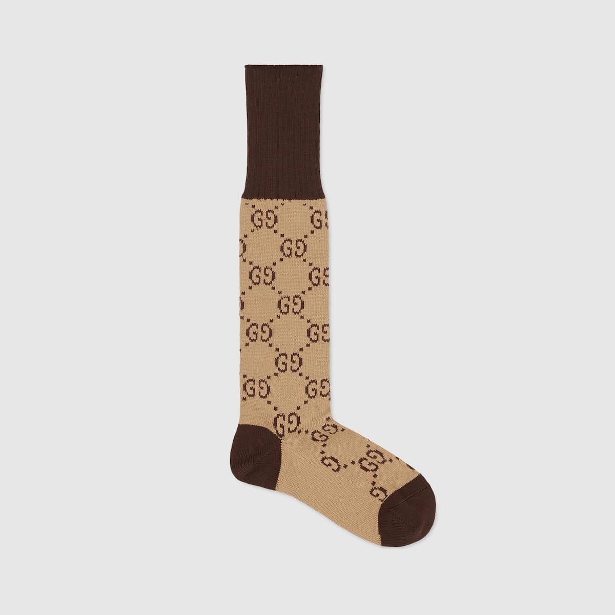 Chaussettes coton stretch GG beige ébène Gucci-influensse