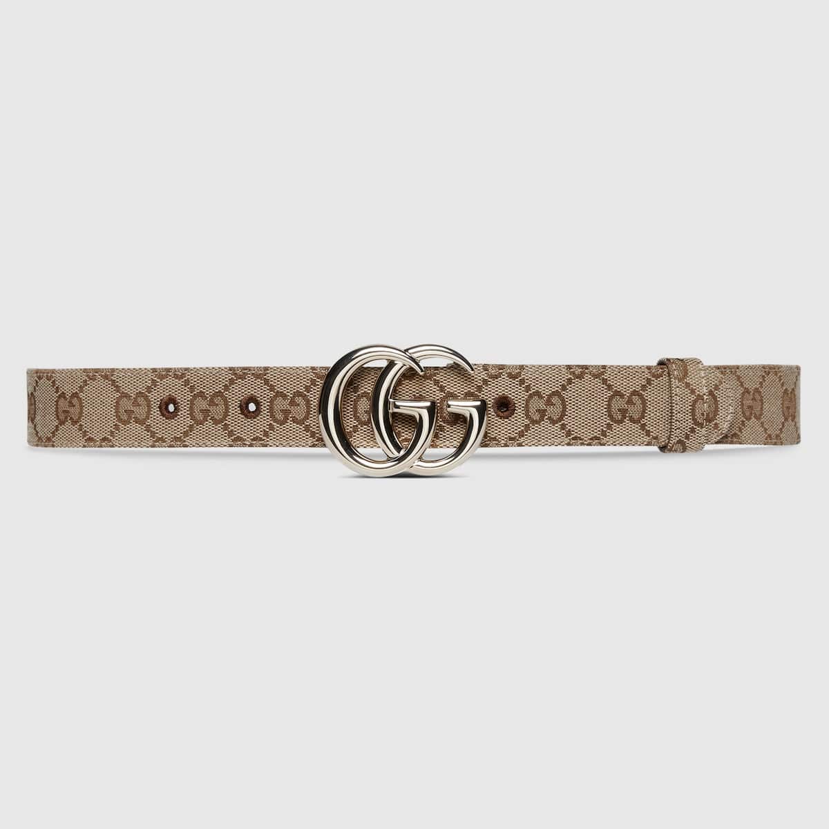 Ceinture fine Marmont toile GG beige ébène Gucci-influensse