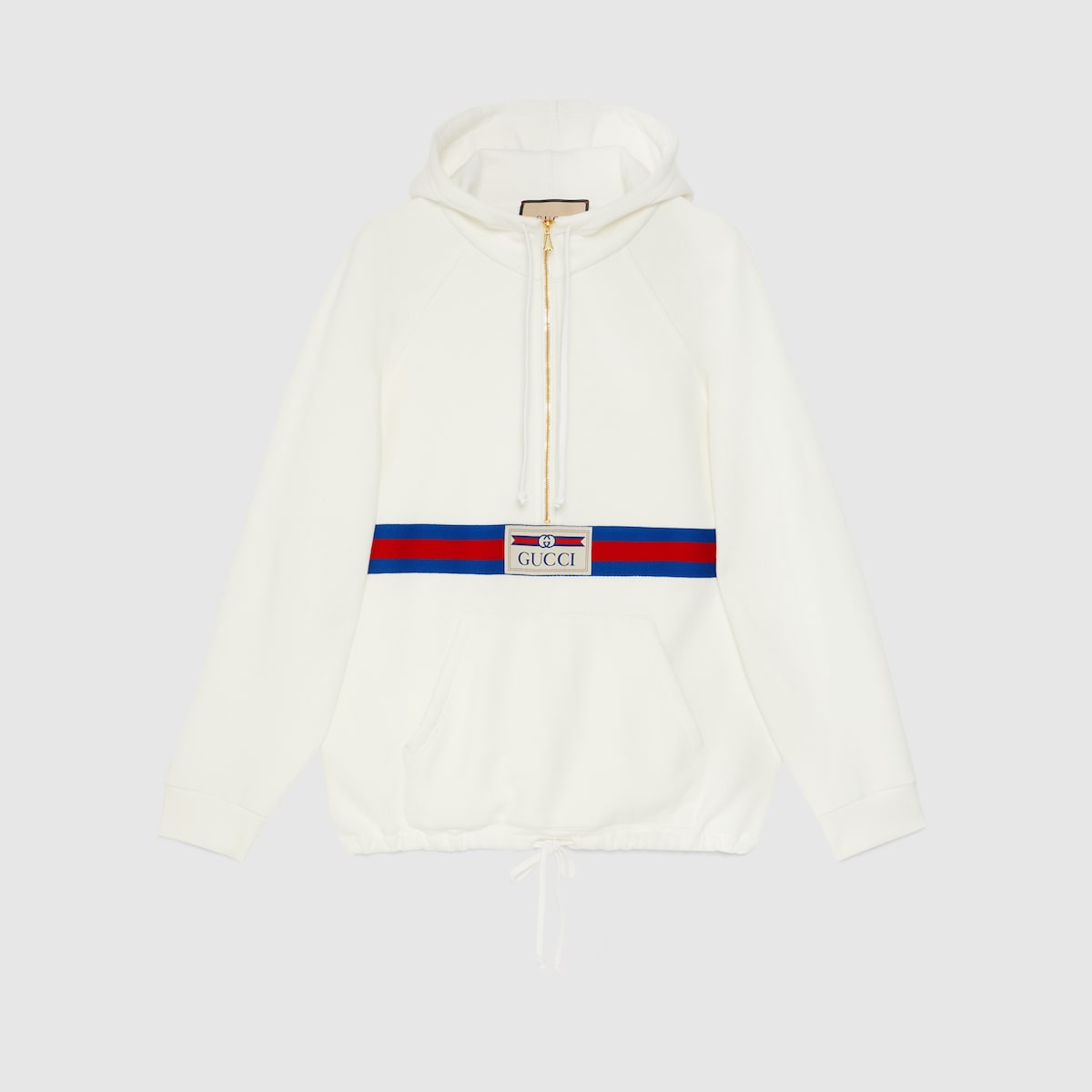 Sweat à capuche coton Bande Web ivoire Gucci-influensse