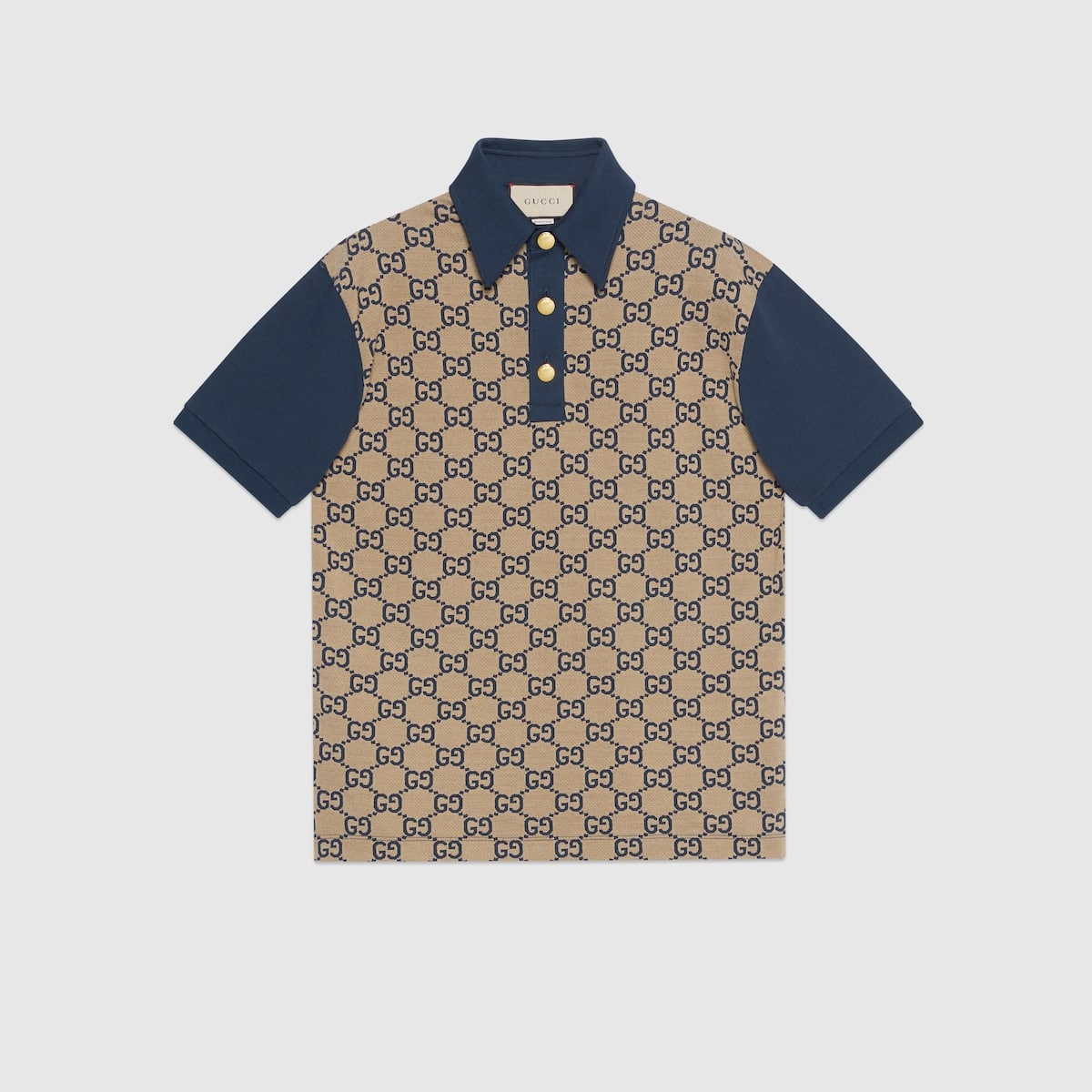 Polo coton soie GG maxi beige bleu Gucci-influensse