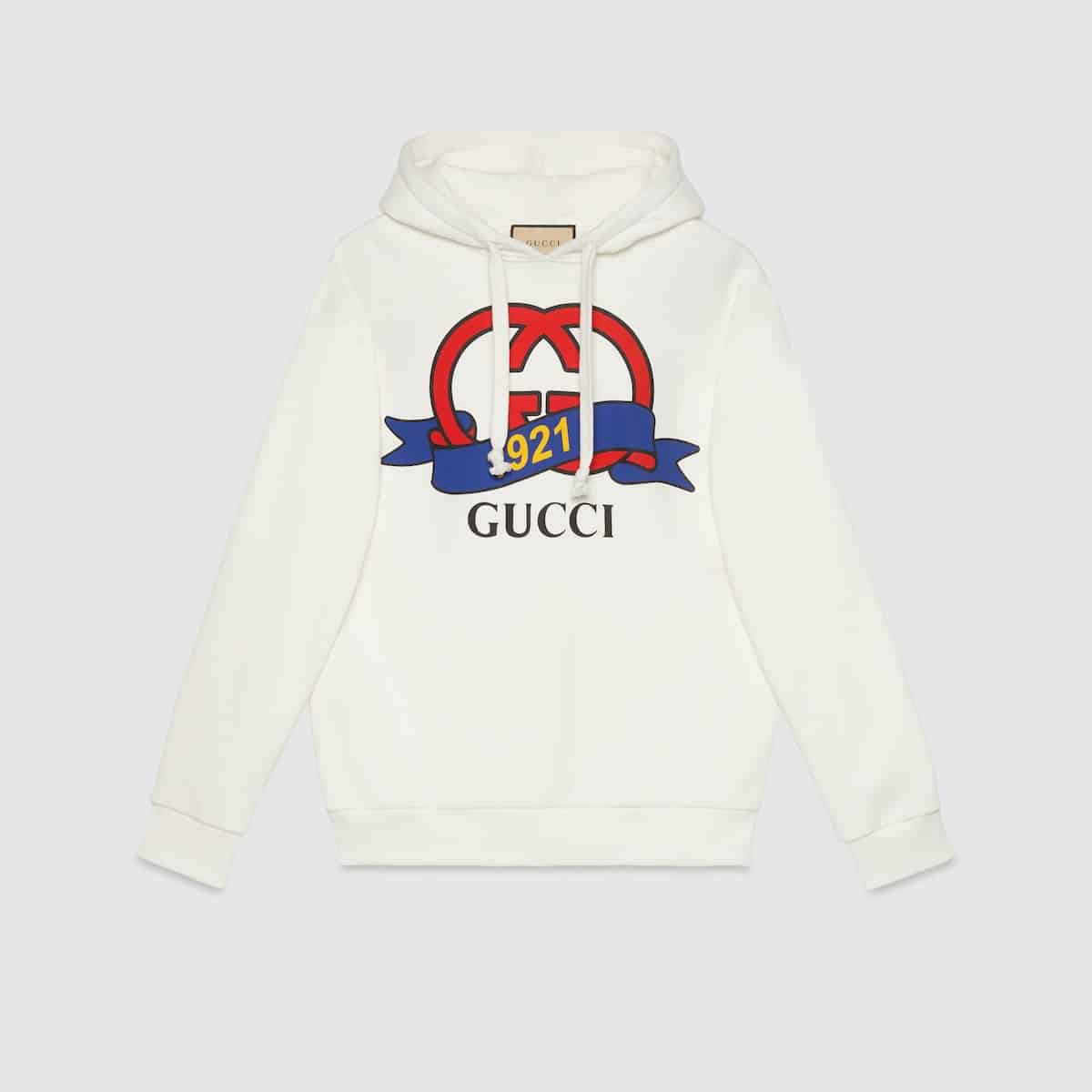 Sweat à capuche coton GG 1921 blanc Gucci-influensse