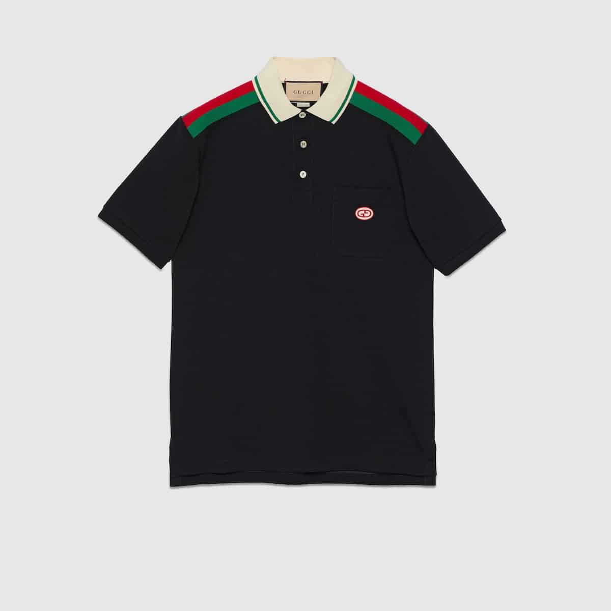 Polo coton GG enlacés noir Gucci-influensse