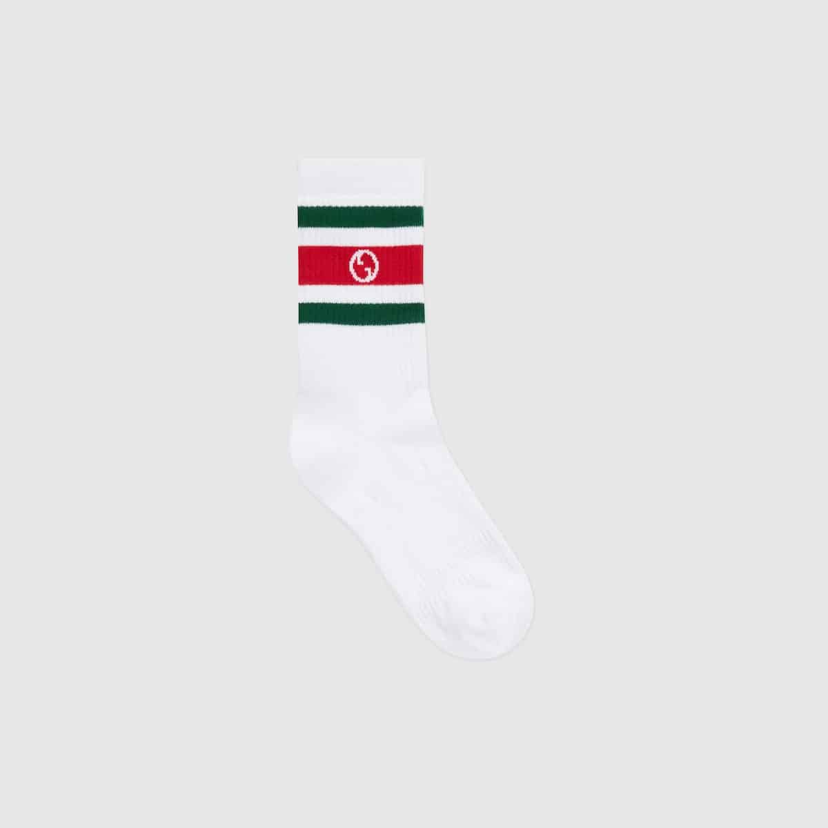 Chaussettes coton Web GG enlacés blanc Gucci-influensse