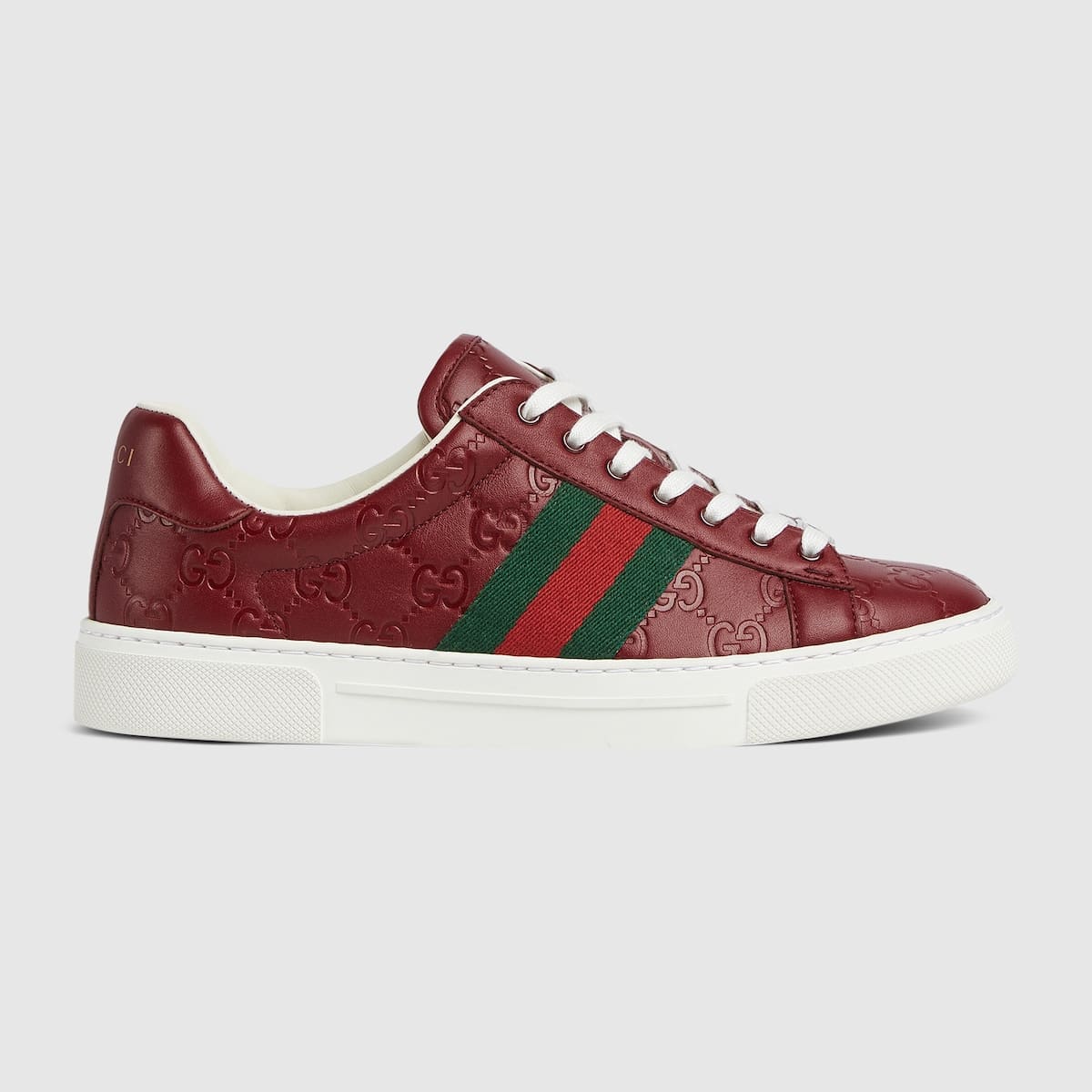 Sneaker Femme Ace Bande Web cuir rouge Gucci-influensse