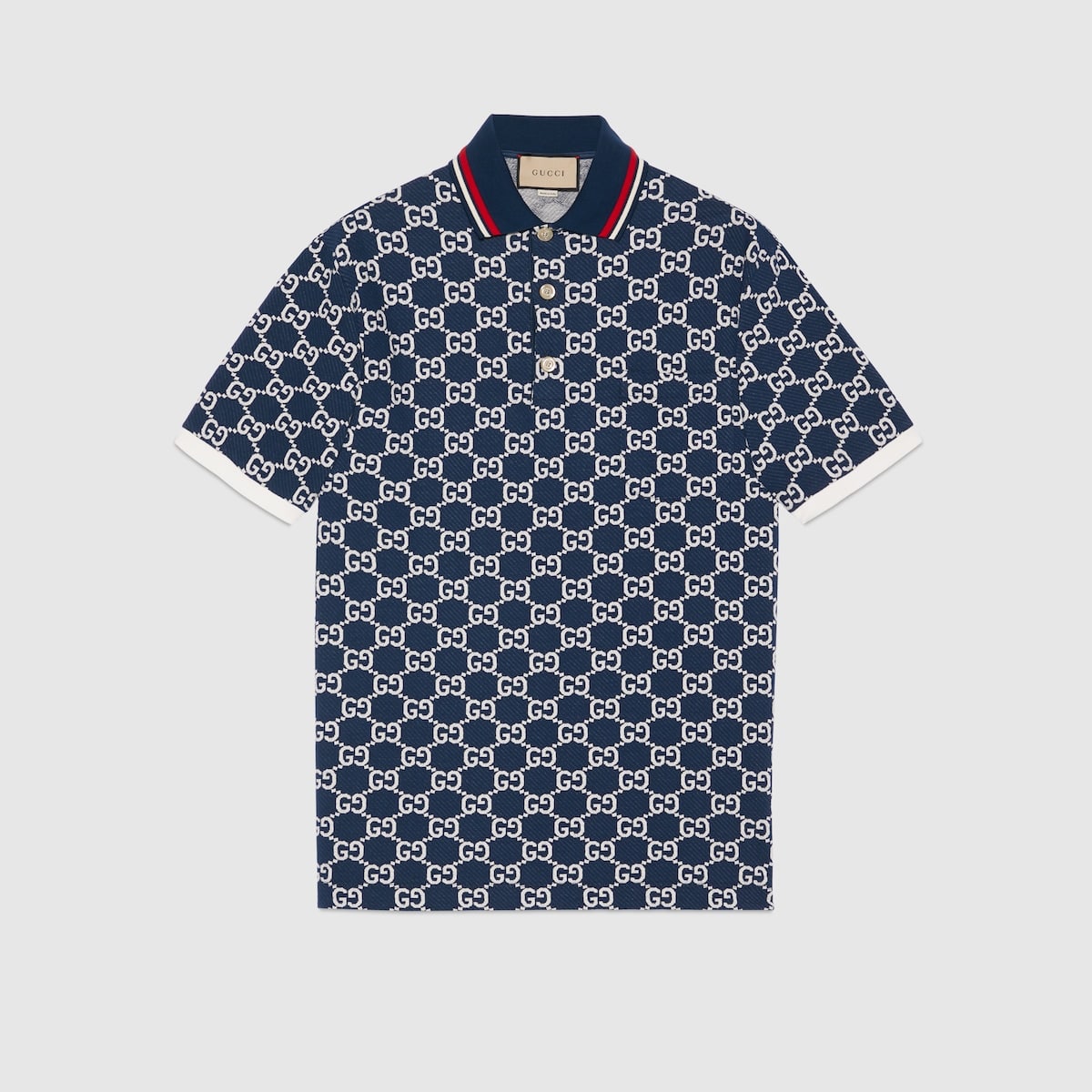 Polo jacquard GG bleu ivoire Gucci-influensse