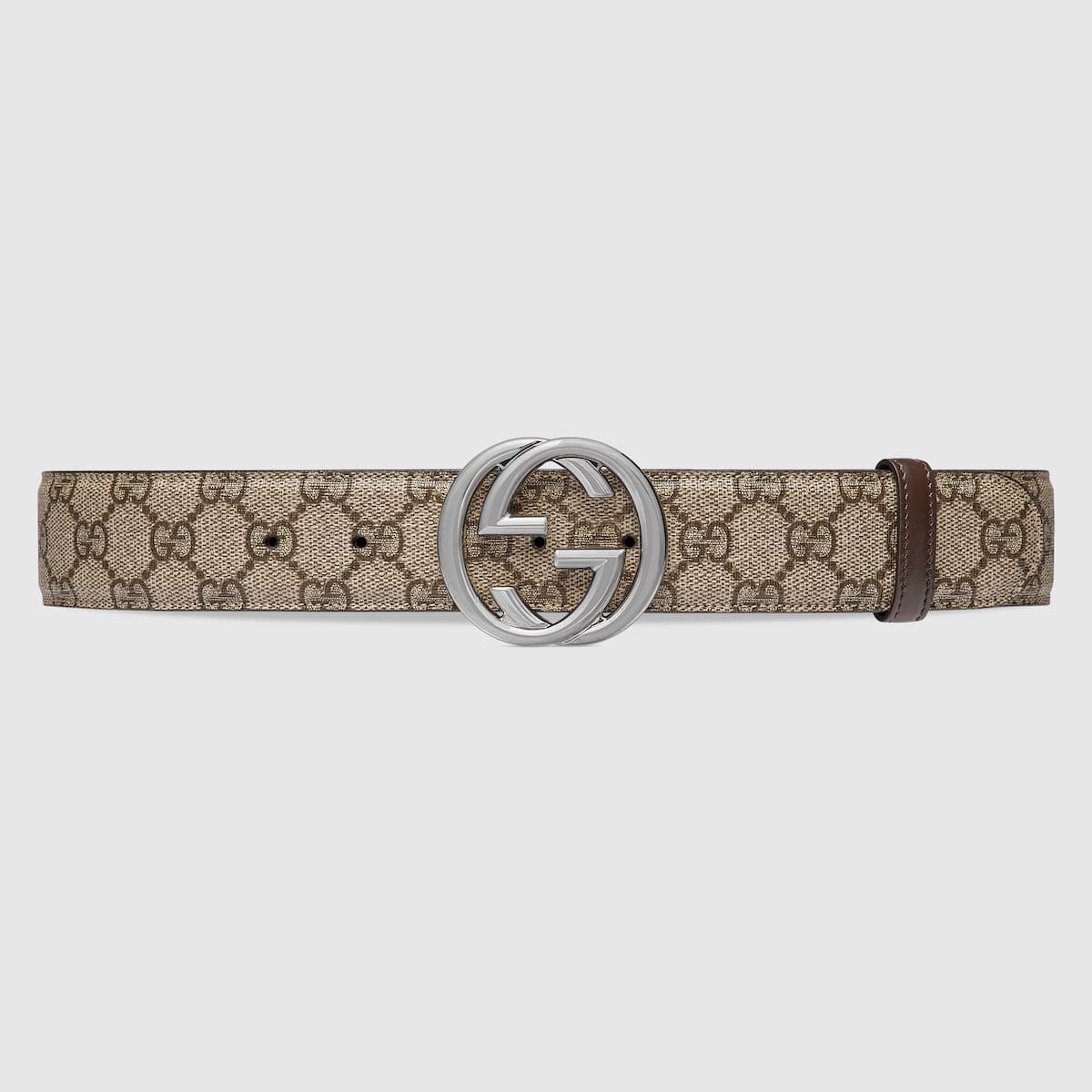 Ceinture GG enlacés toile Supreme beige ébène Gucci-influensse