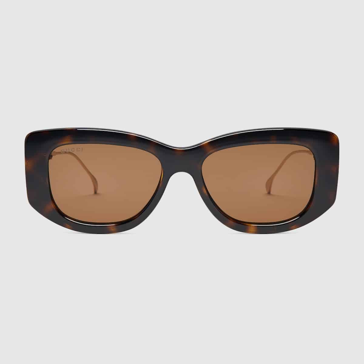 Lunettes de soleil rectangle écaille noir marron Gucci-influensse