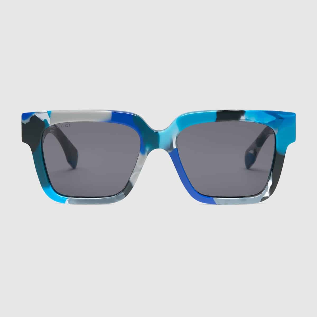 Lunettes de soleil carrées écaille bleue gris Gucci-influensse