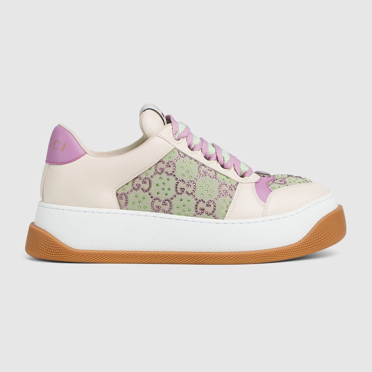 Sneaker Femme Screener cuir jaune violet Gucci-influensse