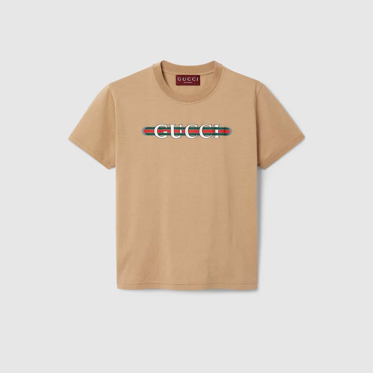 T-shirt coton regular Bande Web beige Gucci-influensse