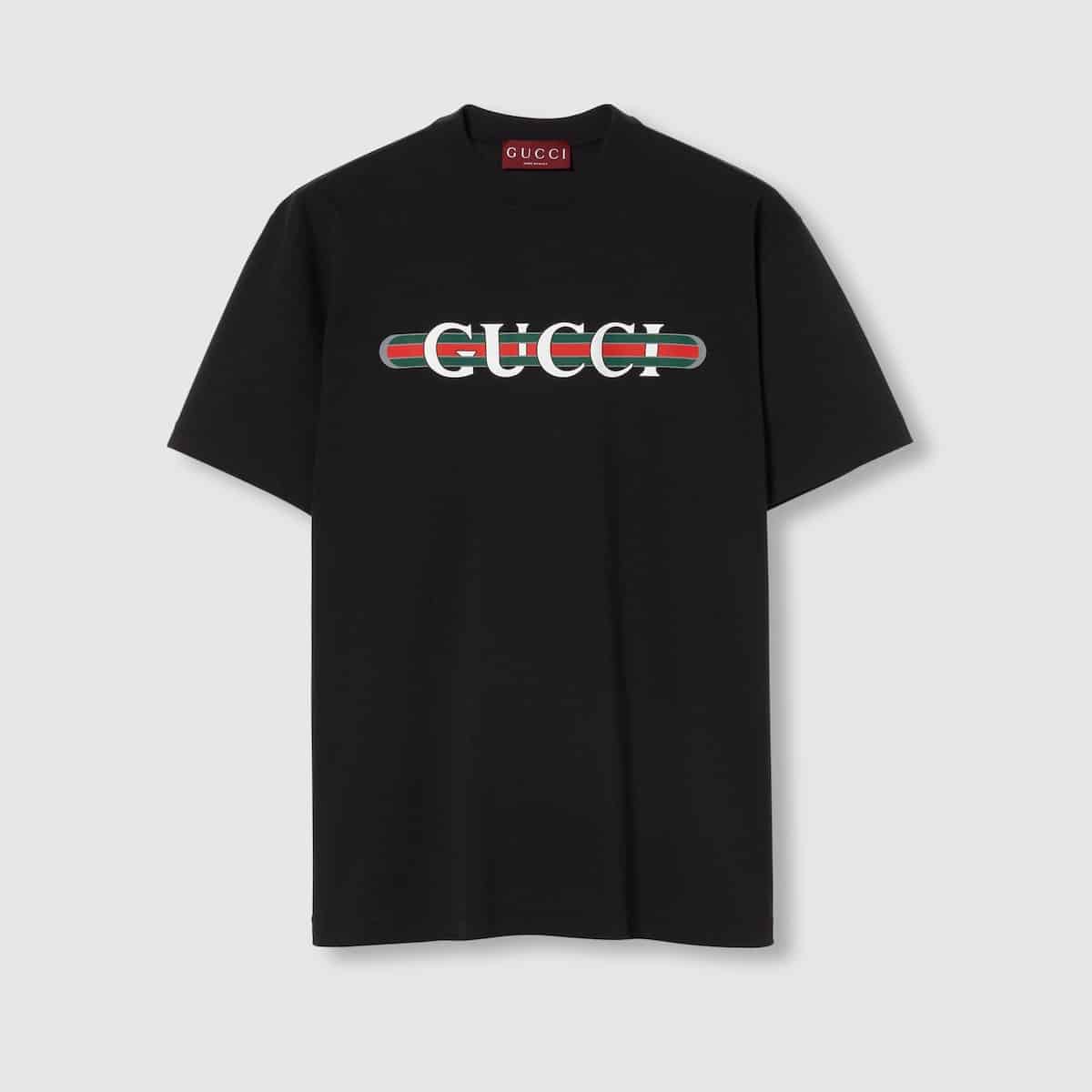 T-shirt coton regular Bande Web noir Gucci-influensse