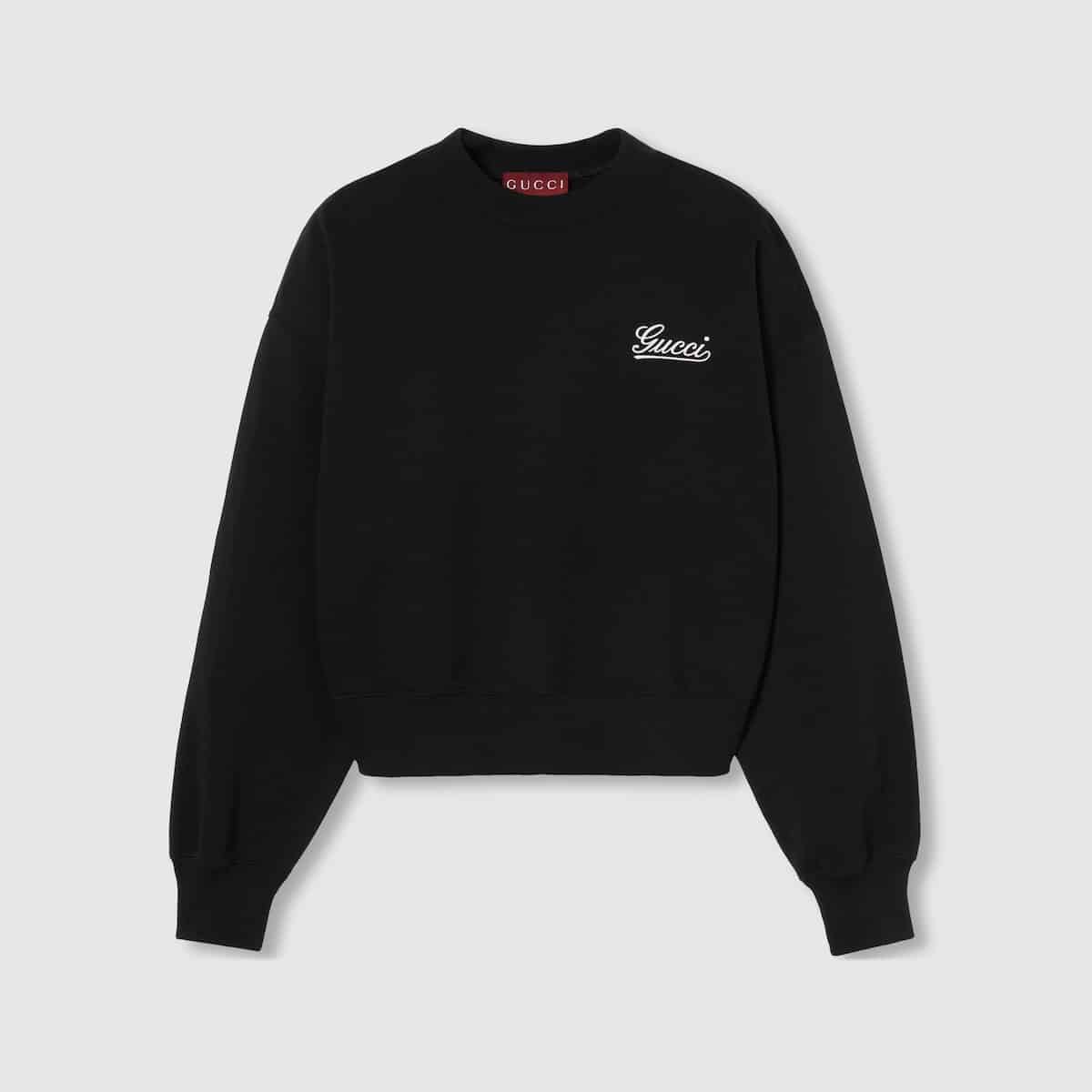 Sweat Femme coton brodé noir Gucci-influensse