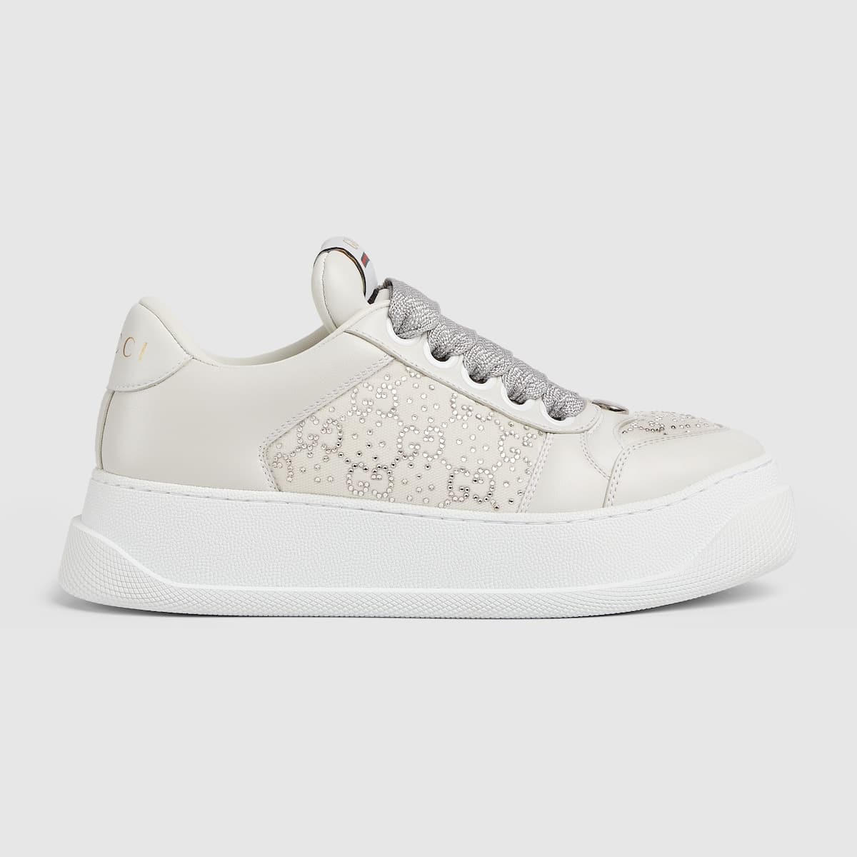 Sneaker Femme Screener crystal cuir gris clair Gucci-influensse