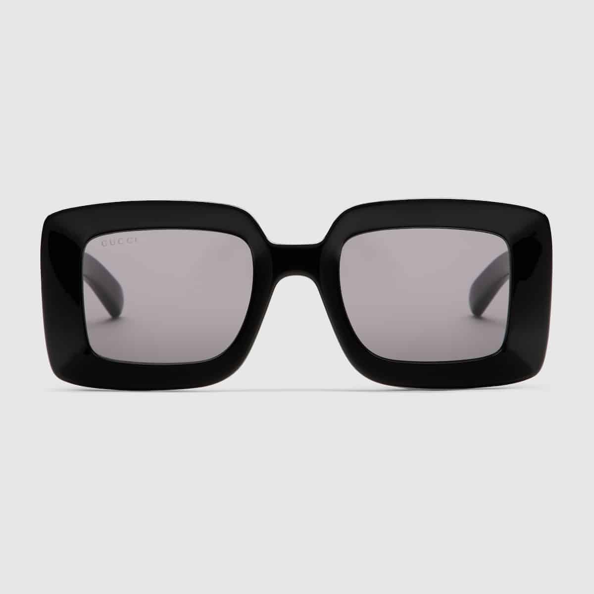 Lunettes de soleil carrées logo noir Gucci-influensse