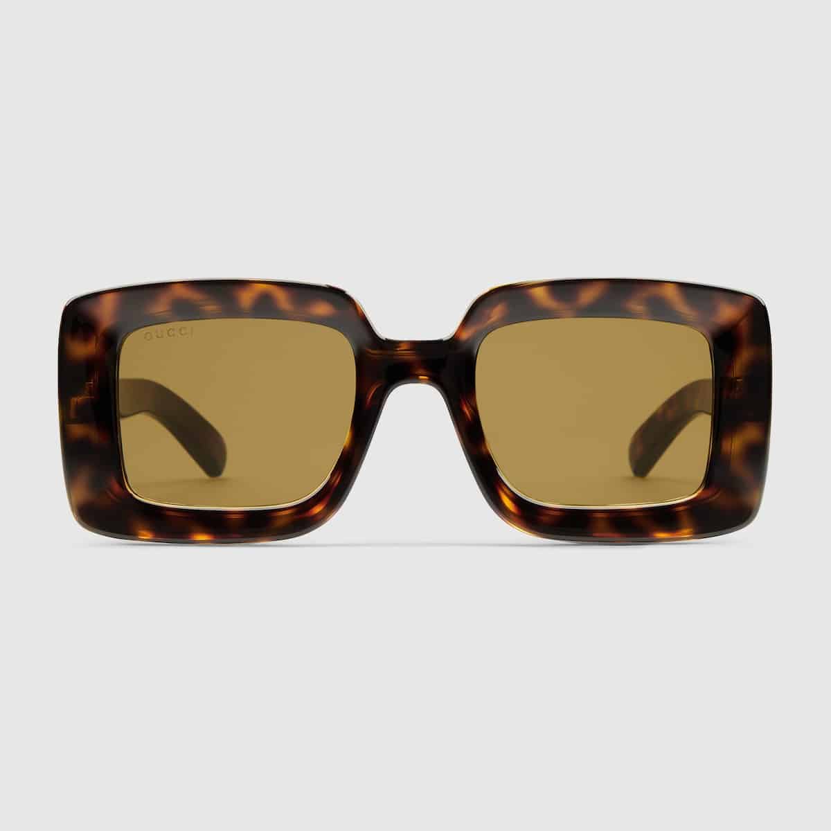 Lunettes de soleil carrées écaille marron noir Gucci-influensse