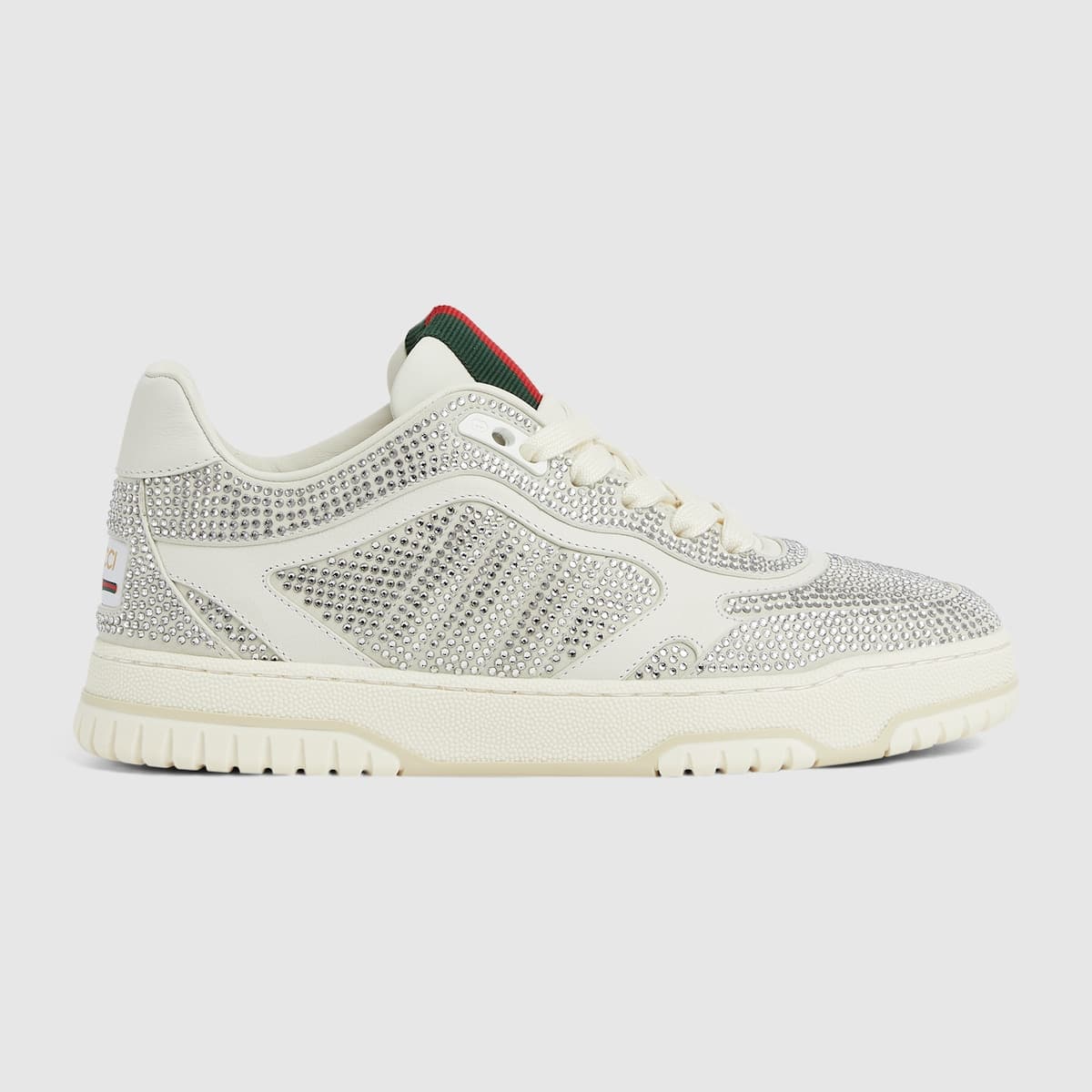 Sneaker Femme Re-Web cristaux cuir blanc Gucci-influensse