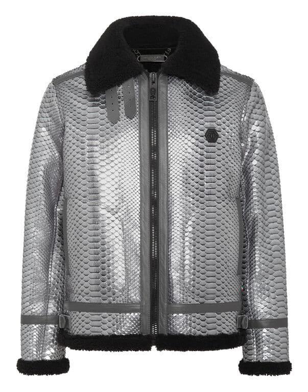 Blouson peau python argent Philipp Plein-influensse