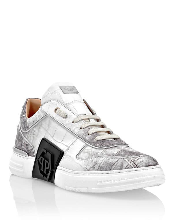 Sneaker Lo top Phantom Kicks crocodile blanc Philipp Plein-influensse