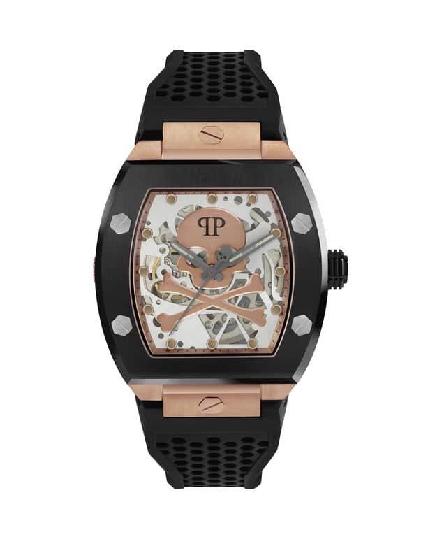 Montre $keleton or rose noir Philipp Plein-influensse