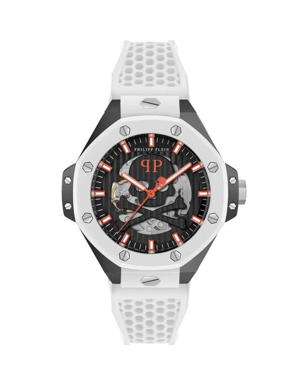 Montre $keleton Royal Stainless Steel blanc Philipp Plein-influensse