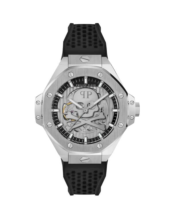 Montre $keleton Royal Stainless Steel argent noir Philipp Plein-influensse