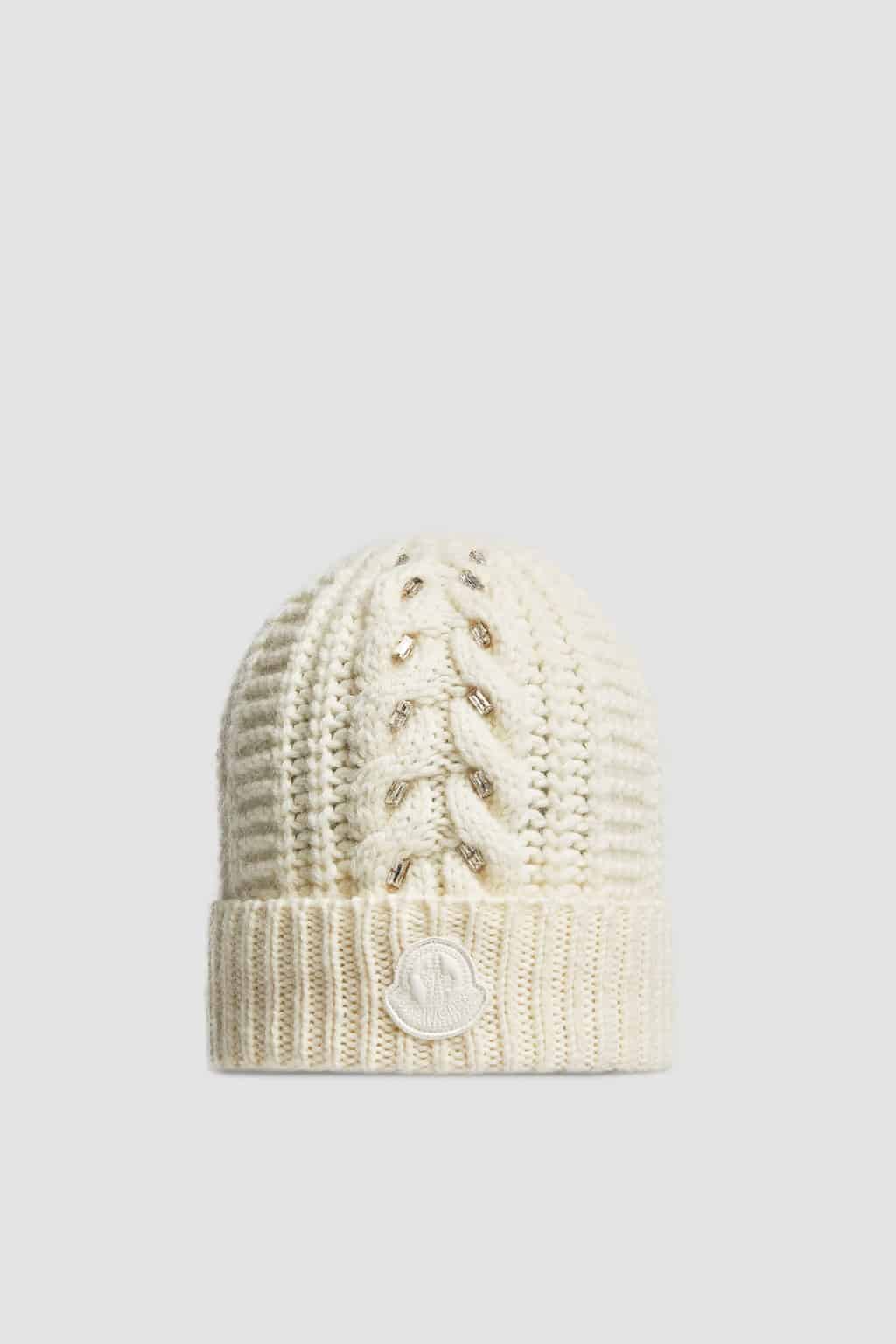 Bonnet laine alpaga brodé blanc Moncler-influensse