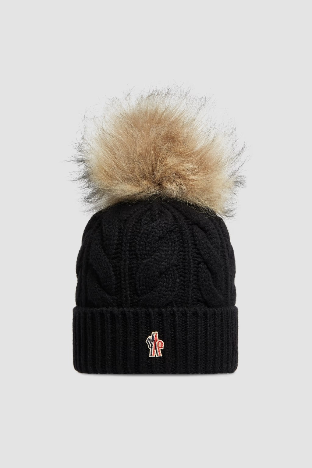 Bonnet laine cachemire pompon noir Moncler-influensse
