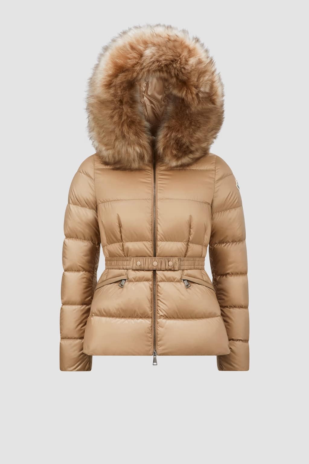 Doudoune courte capuche Shearling Boed camel Moncler-influensse
