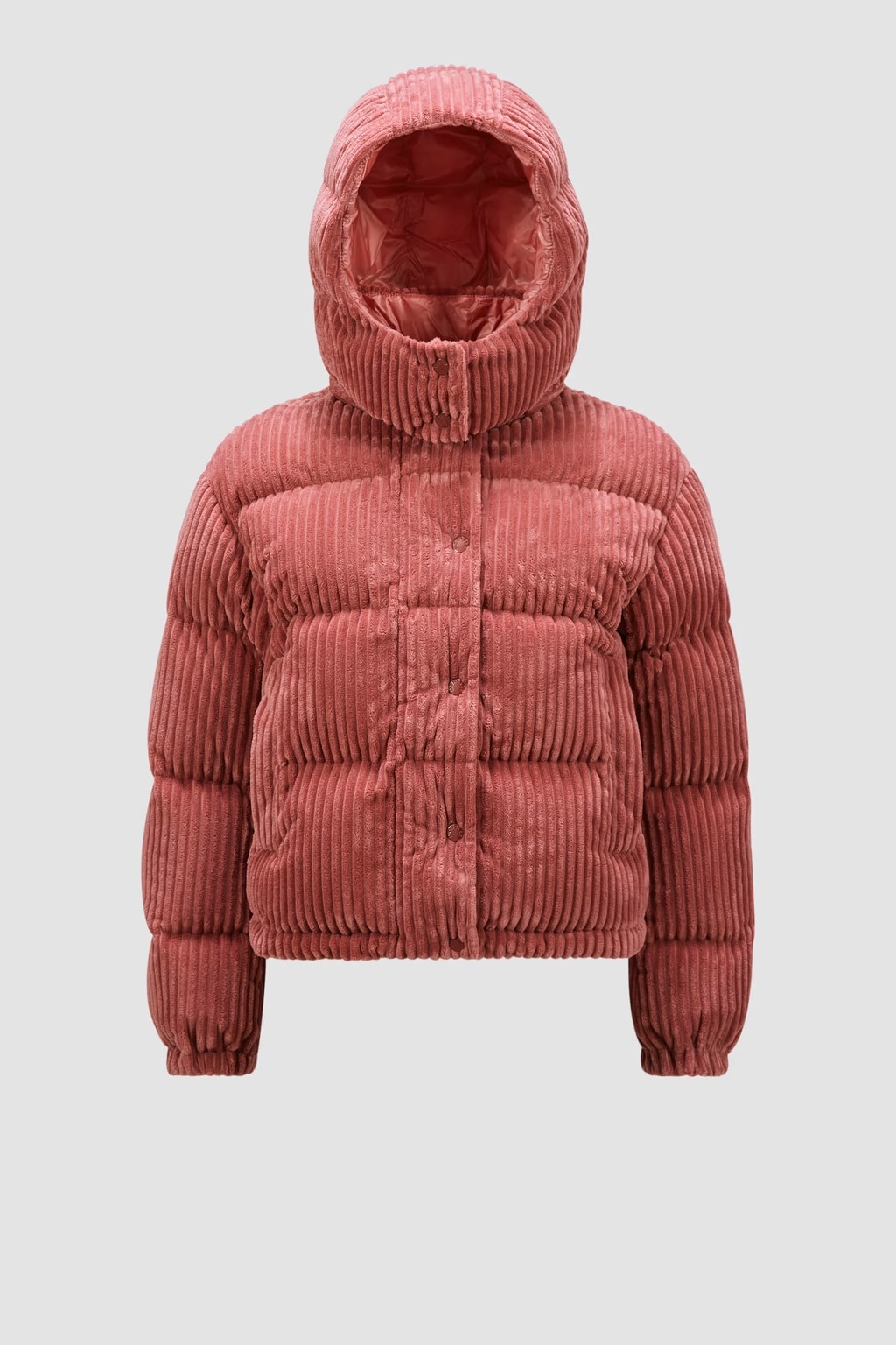 Doudoune courte capuche Daos velours rose poudre Moncler-influensse